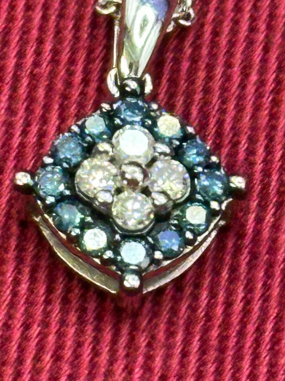JWBR .925 Clear & Blue Diamond Pendant Necklace Sterling KA1772 Chain